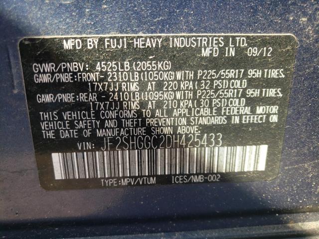 2013 SUBARU FORESTER T JF2SHGGC2DH425433