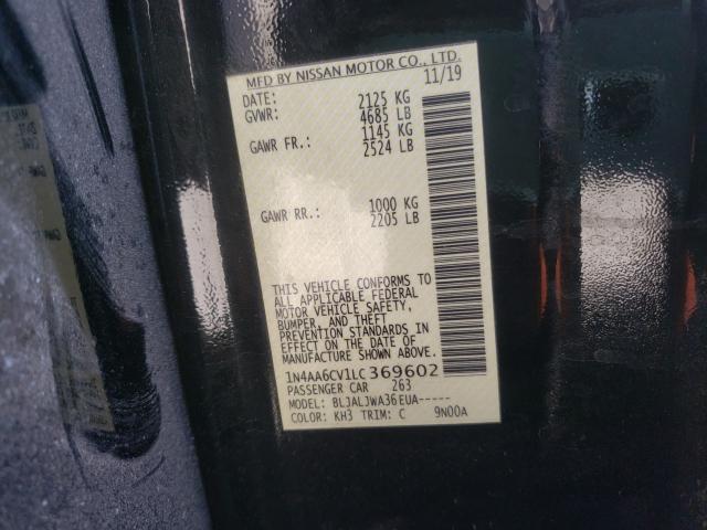 2020 NISSAN MAXIMA SV 1N4AA6CV1LC369602