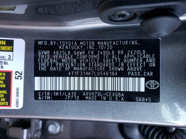 2020 TOYOTA CAMRY XLE 4T1F31AK7LU546164