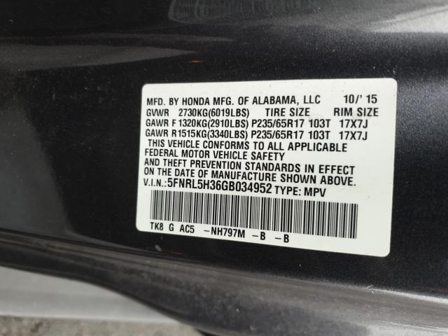 2016 HONDA ODYSSEY SE 5FNRL5H36GB034952