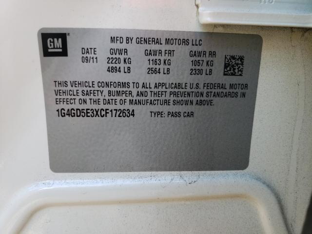 2012 BUICK LACROSSE P 1G4GD5E3XCF172634