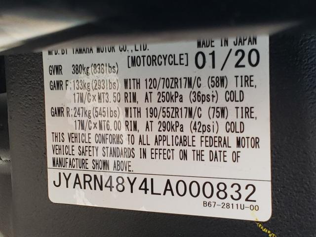 2020 YAMAHA MT10 C JYARN48Y4LA000832
