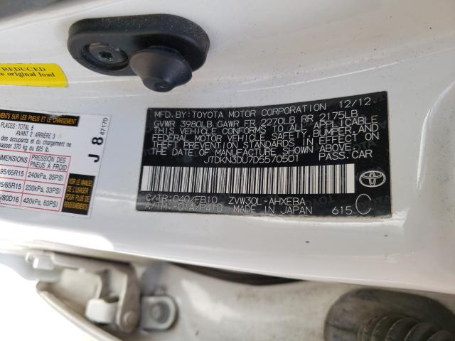 2013 TOYOTA PRIUS JTDKN3DU7D5570501