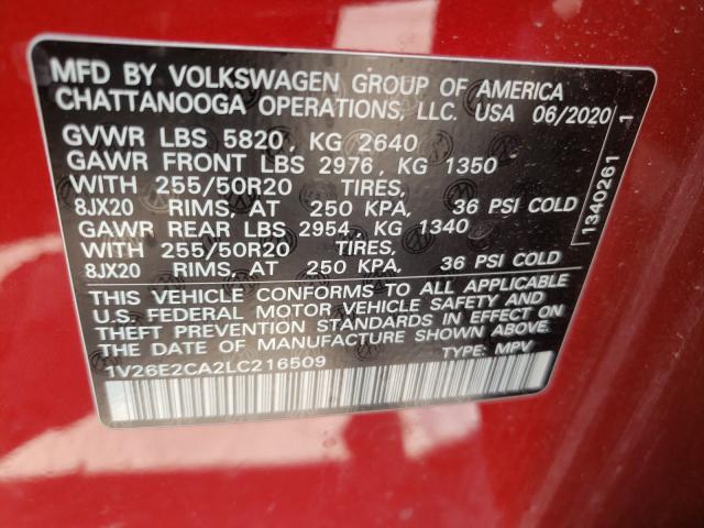 2020 VOLKSWAGEN ATLAS CROS 1V26E2CA2LC216509