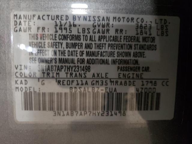 2017 NISSAN SENTRA 3N1AB7AP7HY231498