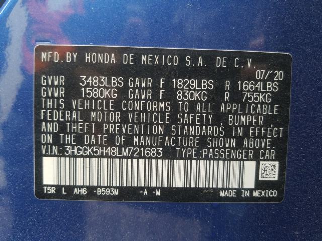 2020 HONDA FIT LX 3HGGK5H48LM721683