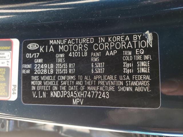 VIN 5YJ3E1EB4RF770215 2017 KIA SOUL no.10