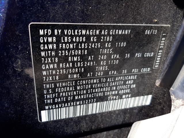 2014 VOLKSWAGEN TIGUAN WVGAV3AX9EW512777