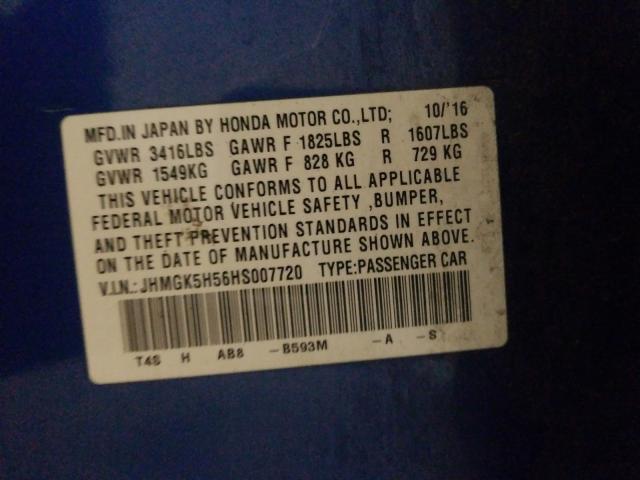 2017 HONDA FIT LX JHMGK5H56HS007720