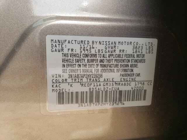 2017 NISSAN SENTRA S 3N1AB7AP2HY239296