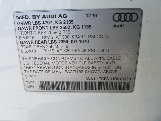 2017 AUDI Q3 PREMIUM WA1HCCFS1HR013328