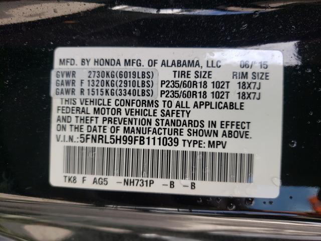 2015 HONDA ODYSSEY TO 5FNRL5H99FB111039