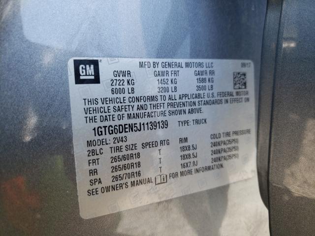 2018 GMC CANYON SLT 1GTG6DEN5J1139139