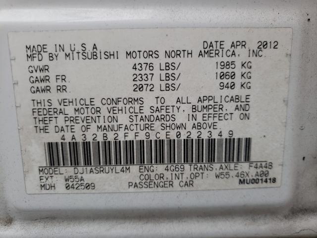 2012 MITSUBISHI GALANT FE 4A32B2FF9CE022349