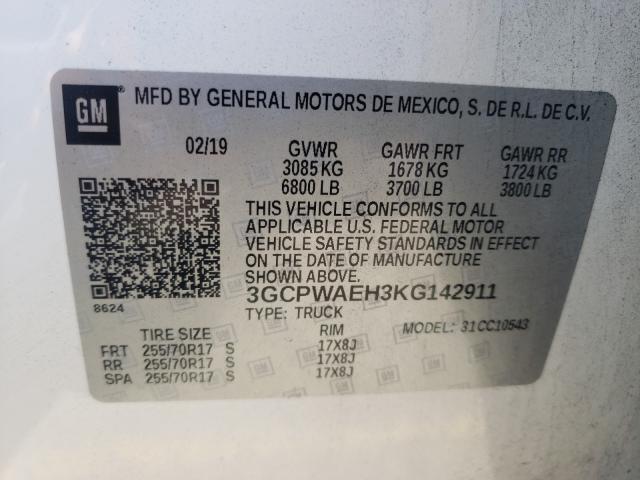 2019 CHEVROLET SILVERADO 3GCPWAEH3KG142911