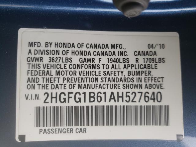 2010 HONDA CIVIC LX 2HGFG1B61AH527640