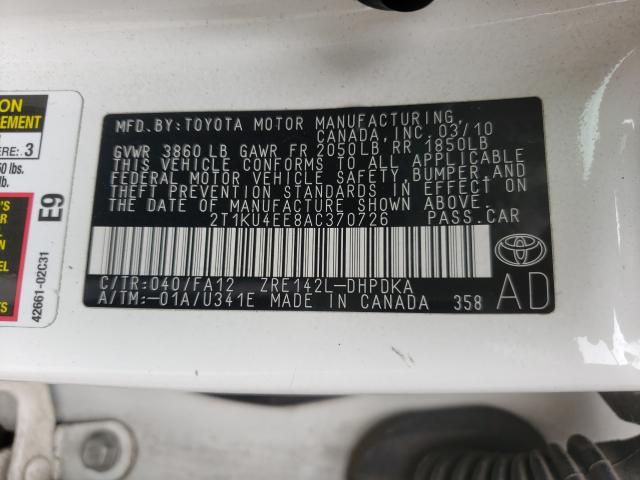2010 TOYOTA MATRIX 2T1KU4EE8AC370726