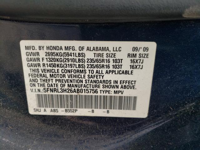 2010 HONDA ODYSSEY LX 5FNRL3H26AB015756