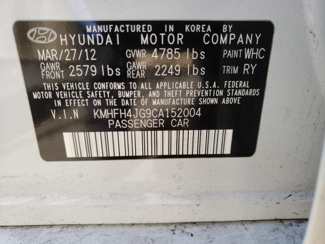 2012 HYUNDAI AZERA GLS KMHFH4JG9CA152004