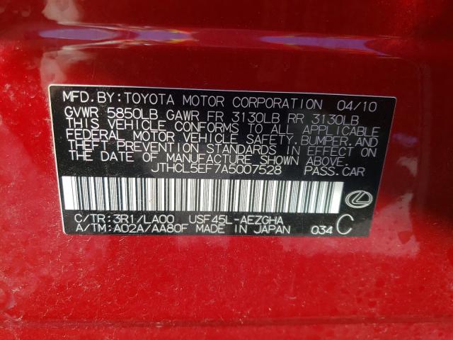 2010 LEXUS LS 460 JTHCL5EF7A5007528