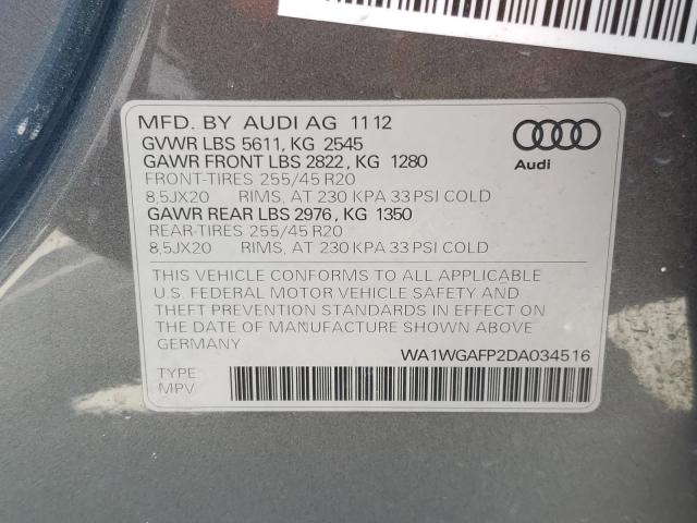 2013 AUDI Q5 PRESTIG WA1WGAFP2DA034516
