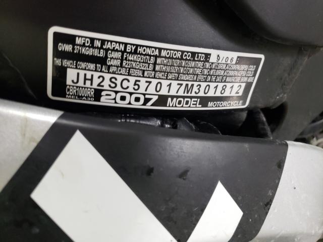 2007 HONDA CBR1000 RR JH2SC57017M301812