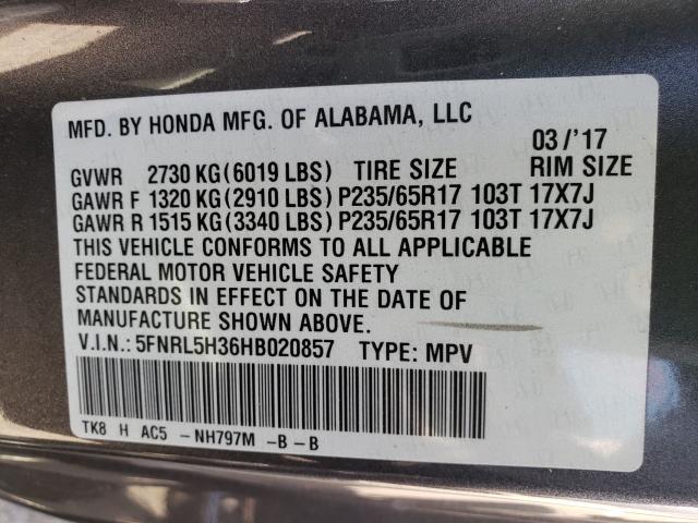 2017 HONDA ODYSSEY SE 5FNRL5H36HB020857