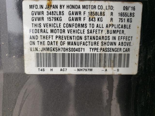 2017 HONDA FIT EX JHMGK5H70HS004071