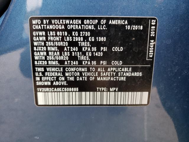 2019 VOLKSWAGEN ATLAS SE 1V2UR2CA0KC508685