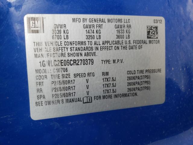 2012 CHEVROLET TAHOE POLI 1GNLC2E06CR270379