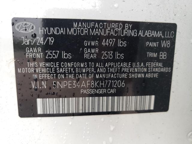 2019 HYUNDAI SONATA LIM 5NPE34AF8KH771206