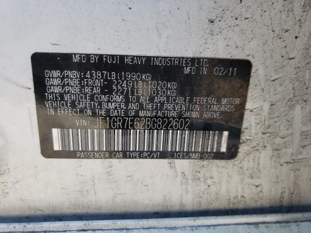 2011 SUBARU IMPREZA WR JF1GR7E62BG822602
