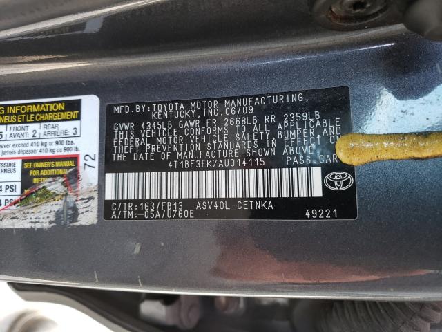 2010 TOYOTA CAMRY BASE 4T1BF3EK7AU014115