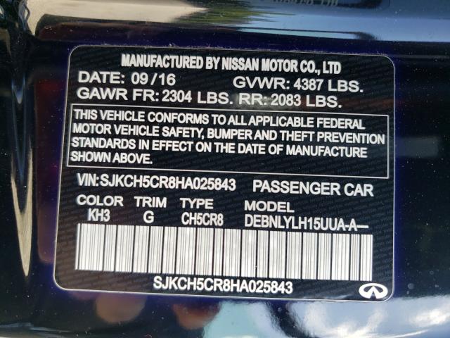 2017 INFINITI QX30 BASE SJKCH5CR8HA025843