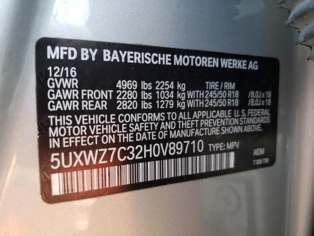 2017 BMW X3 SDRIVE2 5UXWZ7C32H0V89710