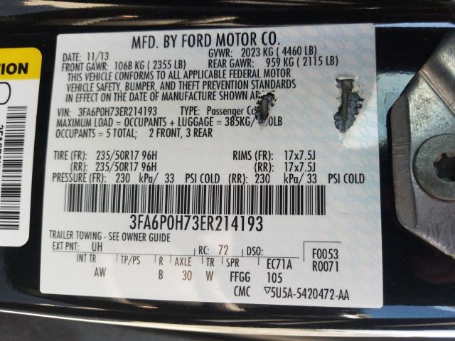 2014 FORD FUSION SE 3FA6P0H73ER214193