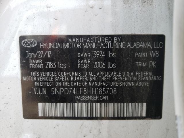 2017 HYUNDAI ELANTRA SE 5NPD74LF8HH185708