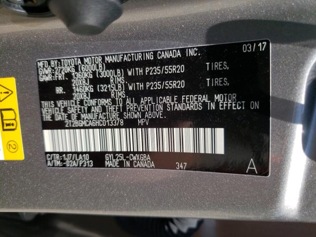 2017 LEXUS RX 450H BA 2T2BGMCA6HC013378