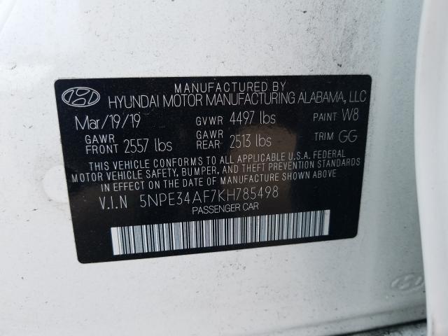 2019 HYUNDAI SONATA LIM 5NPE34AF7KH785498