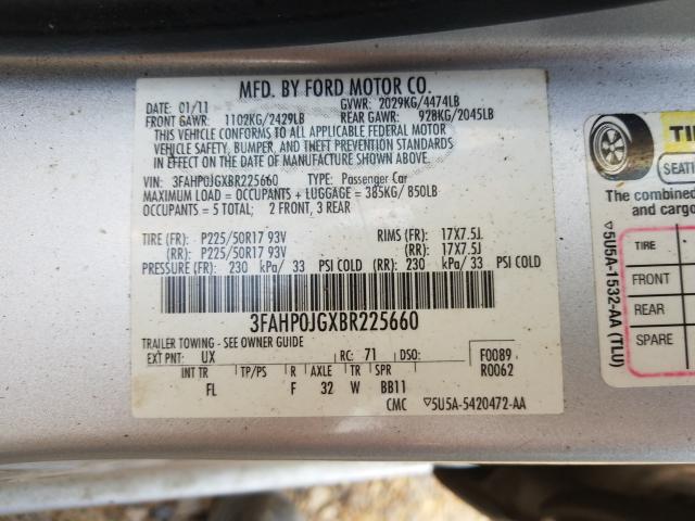 2011 FORD FUSION SEL 3FAHP0JGXBR225660
