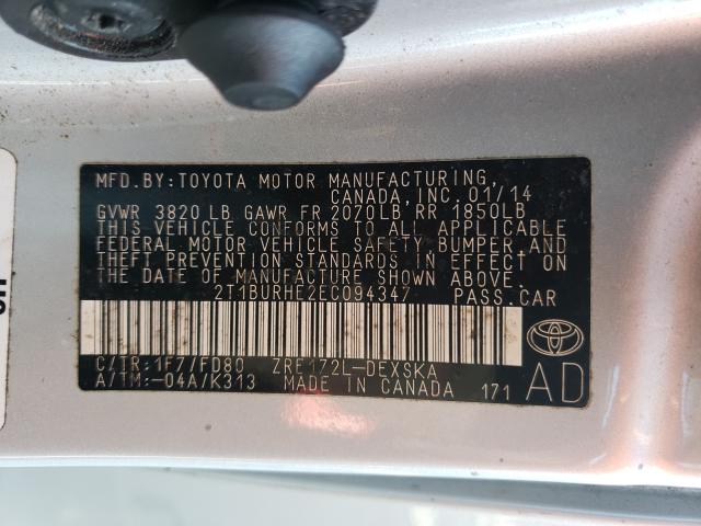 VIN 3C6UR5DL4NG379944 2014 TOYOTA COROLLA L no.10