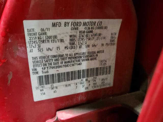 2011 FORD F250 SUPER 1FT7W2B67BEC97140
