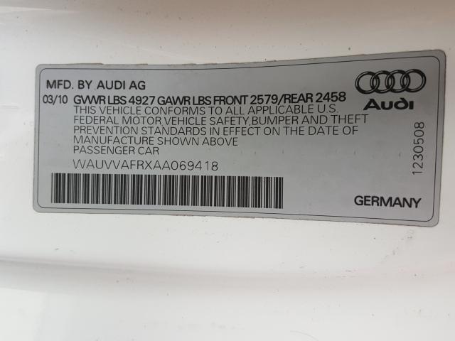 2010 AUDI S5 PRESTIG WAUVVAFRXAA069418
