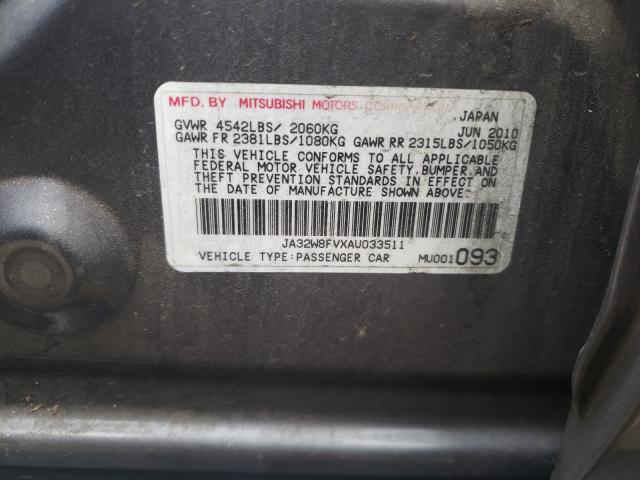 2010 MITSUBISHI LANCER EVO JA32W8FVXAU033511