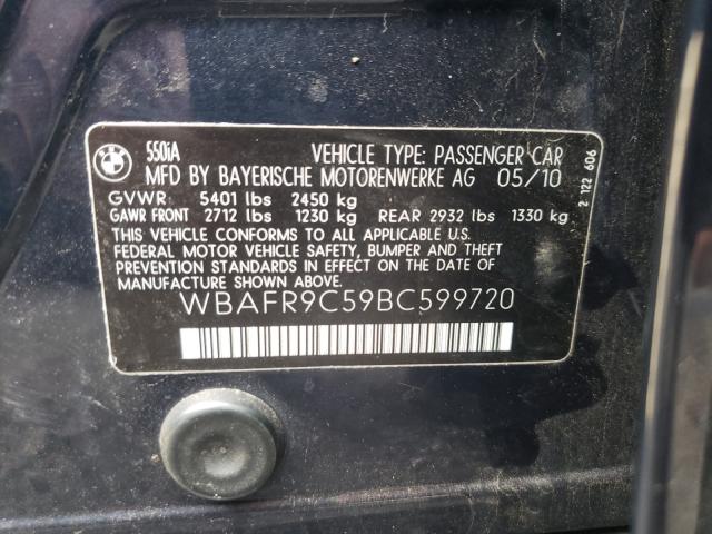 2011 BMW 550 I WBAFR9C59BC599720
