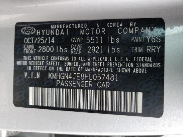 VIN 5XYRKDLF7NG103247 2015 HYUNDAI GENESIS 3. no.10