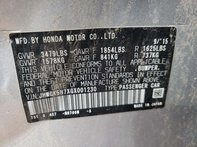 2016 HONDA FIT EX JHMGK5H7XGX001230