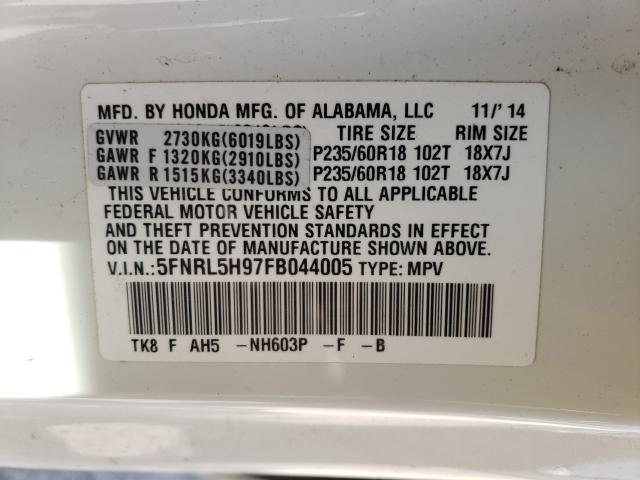 2015 HONDA ODYSSEY TO 5FNRL5H97FB044005