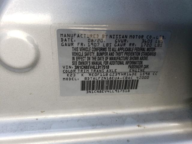 VIN 1N6ED0EA7MN704536 2020 NISSAN VERSA SV no.10