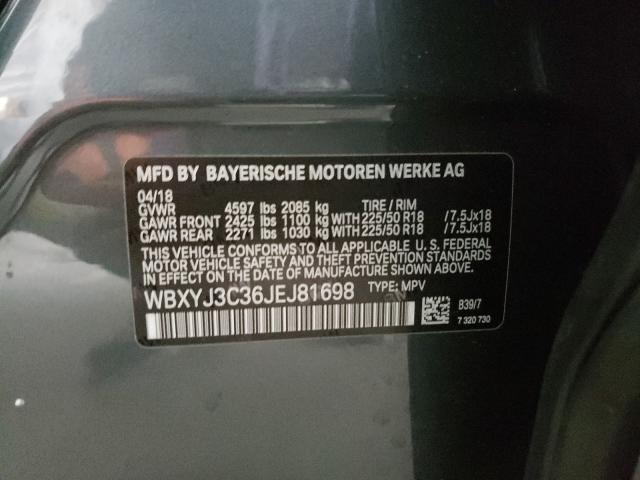 VIN WBXYJ3C36JEJ81698 2018 BMW X2, Sdrive28I no.10